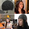 Korean Style Knitted Hat with Glittering Sequins Women Music Festival Skull Hat Bachelorette Party Hat Elegant Beanies