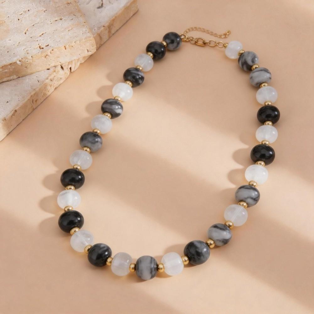 Multi-Color Necklace Irregular Bead Clavicle Chain Trendy Beaded Choker  For Women