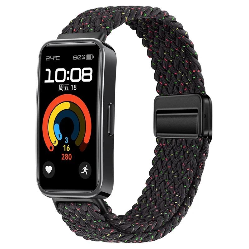 Magnetic Braided Loop Strap for Huawei Band 10 9 8 Accessories Adjustable Wristband Elastic Nylon Bracelet Huawei Band 9 Band 8