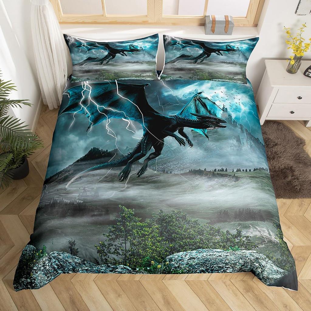 Lightning Duvet Covers for Kids Teens Queen Lightweight Down Quilt Covers Bedroom Decor 2 Pillowcases 1 Duvet Cover No Comforter