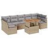 Ensemble de Canapé de Jardin 8 pièces avec coussins Beige Rattan poly, Canapé de Jardin 2 places avec rangement et coussins 3358415