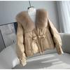 Womens Oversized Duck Down Puffer Coat With Real Fox Fur Trim Hood Warm Thick Winter Jacket Urban Casual Outdoor