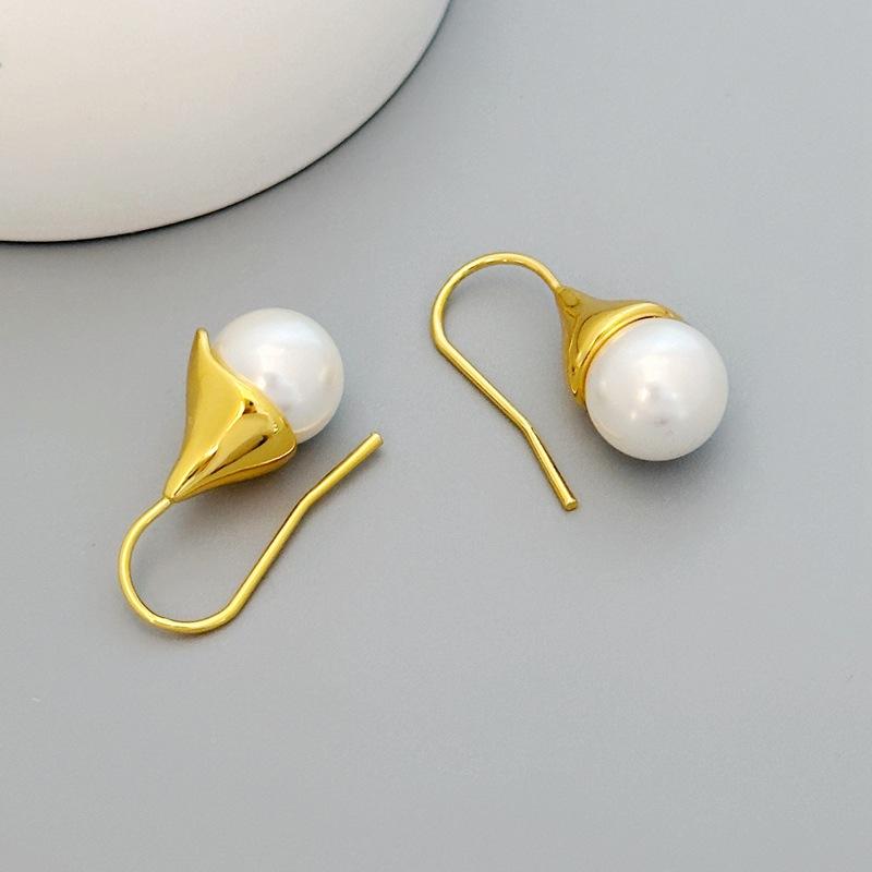 Manufacturer Supply Fashion Niche Design Ear Hook Women S Simple Pearl Temperament Premium Earrings Spot золотой