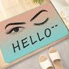 Welcome Eyelash Doormat Pink Glitter Eye Print Non Slip Washable Floor Mat for Home Entrance Hallway Decor