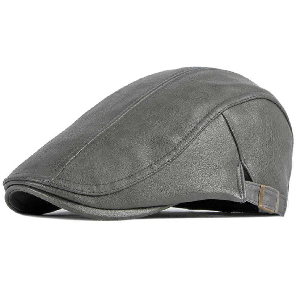 HT4864 Berets Autumn Winter Hat Men Women PU Leather Cap Artist Painter Beret Hat Male Female Ivy Flat Cap Adjsutable Beret Caps