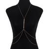 Minimalist Geometric Metal Body Chain With Water Diamond For Fashion Casual Wear