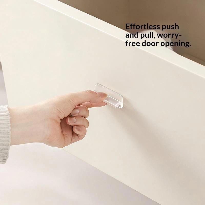 4Pcs Transparent Plastic Soft Pu Door Handle Kitchen Cabinet Glass Sliding Door Drawer Handle Self-Adhesive Sliding Door Handle