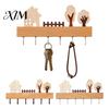 Wall Key Hooks for Entry Wooden Holder, Solid Wood Organizer with 6 Hooks, Modern Rustic Entryway Mounted Hanger Kitchen And Office Badge Holder