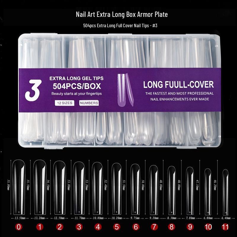 XXXL Transparent Denim Nail Art Tips - 504 Pcs Pointed False Nail Stickers