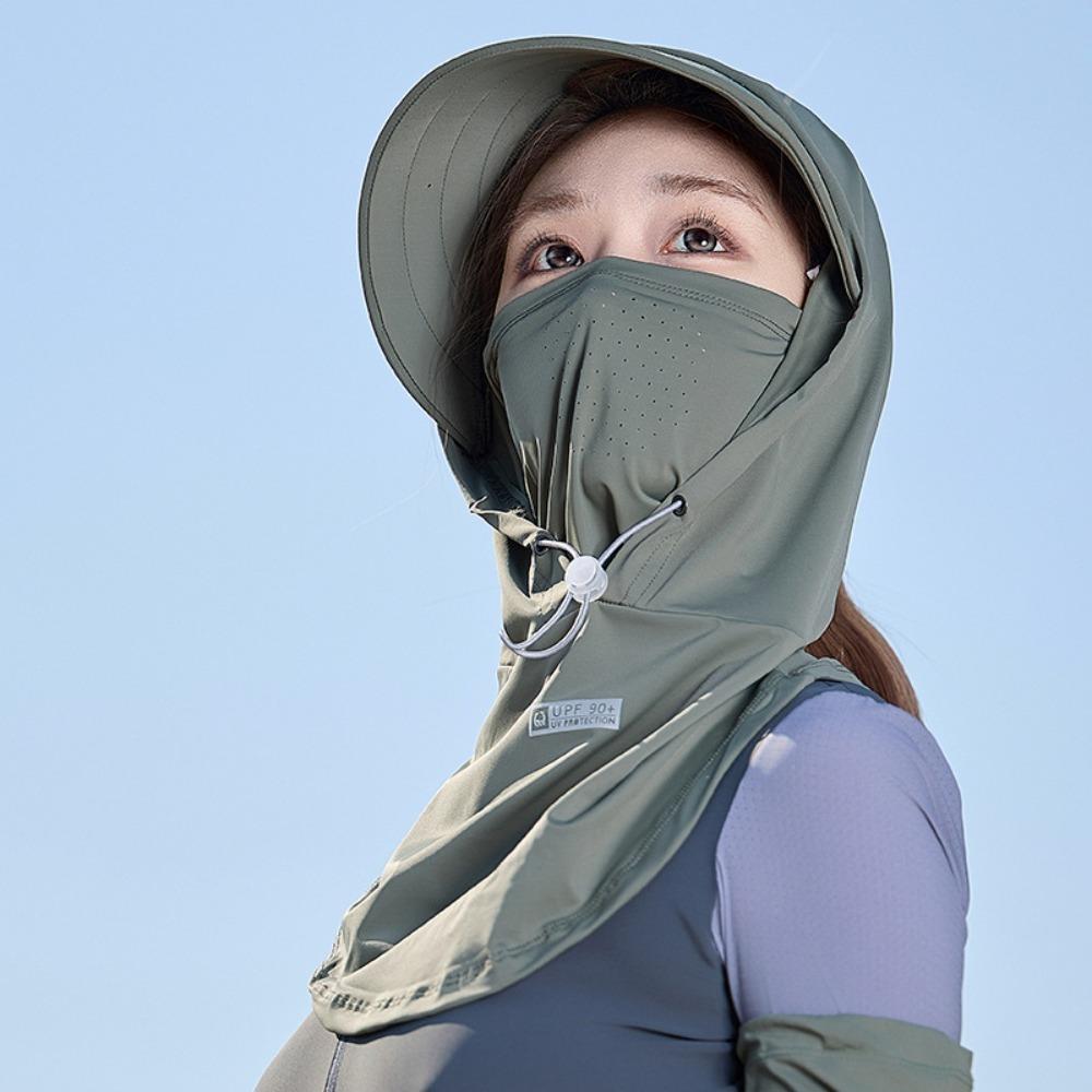 UPF 50+ Long Neck Covers Hat Breathable Neck Wrap Cover Sunshade Full-Face Sunscreen Cap  Unisex