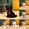 Cat Cuter Plush Doll With Squat Design And Bow Decor For Kids Gift Birthday