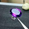 Elegantní Nastavitelný Ametystový Oválný Drahokam Dámský Luxusní Módní Prsten