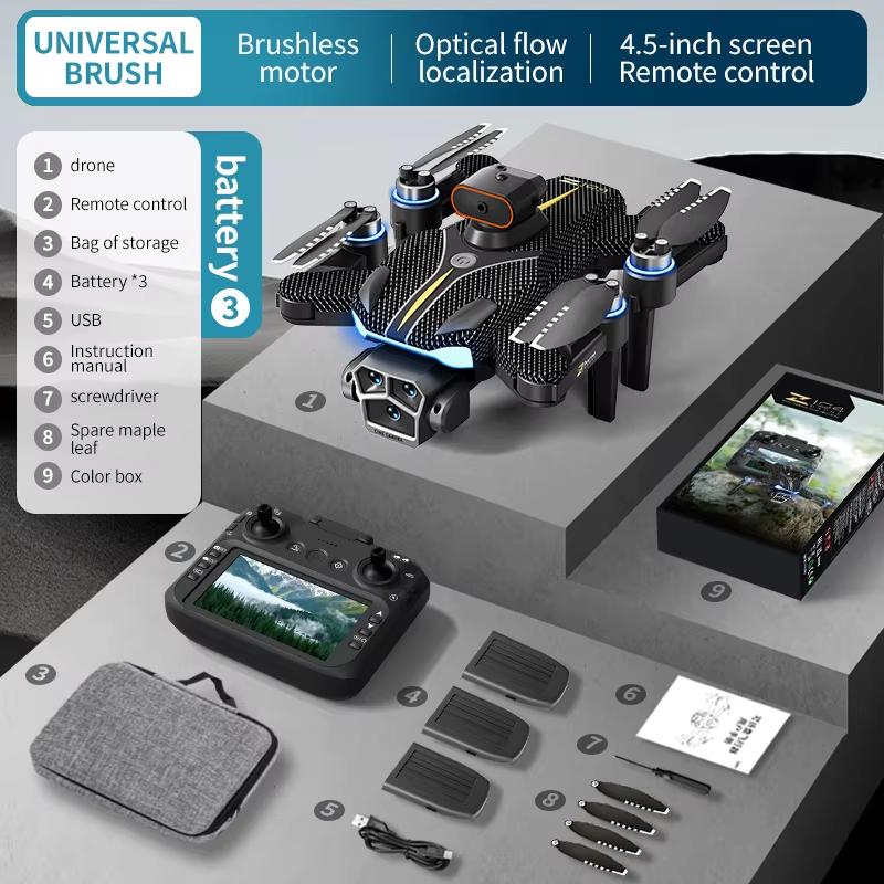 2025 New Z104 RC Drone Wide Angle 8K HD Professional Dual Camera WIfi FPV 4.5 Inch Screen Rc 360° Obstacle Avoidance Brushless Quadcopter Toy Gift
