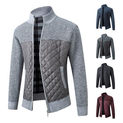 Männer Pullover Mantel Zip-up Stehkragen Patchwork Lange Ärmel Kontrast Farbe Plus