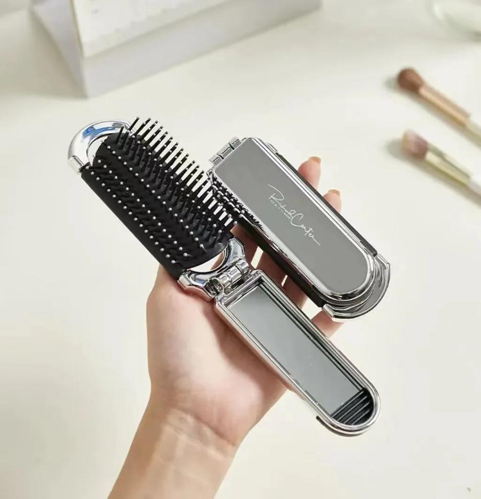 Mini Hair Brush Folding Massage Comb Head Massage Anti-Static Portable Travel Hair Brush Girl Hair Combs With Mirror