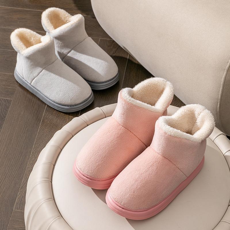 High-top cotton slippers women's bag heel winter home indoor household warm wool slippers non-slip plush cotton shoes winter