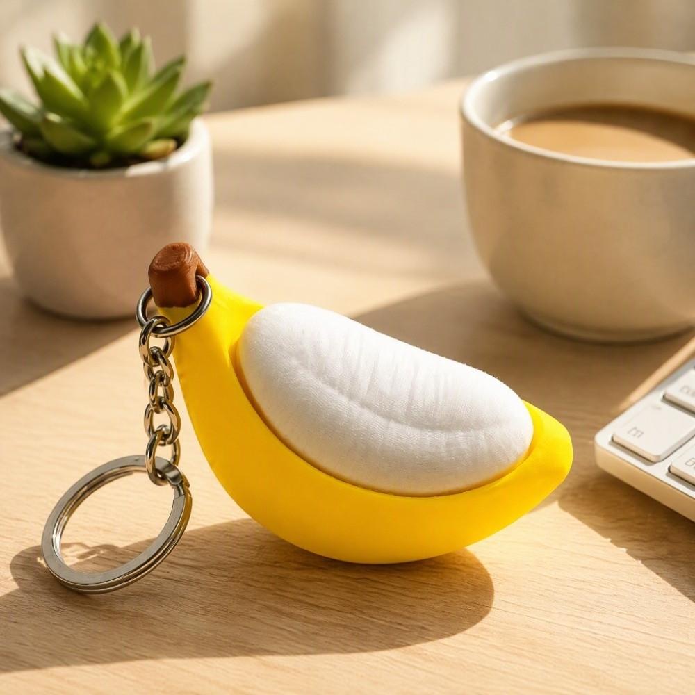 Eco-Friendly PLA Banana Fidget Keychain Simulation Banana Button Clicker Keychain Gifts for Teens
