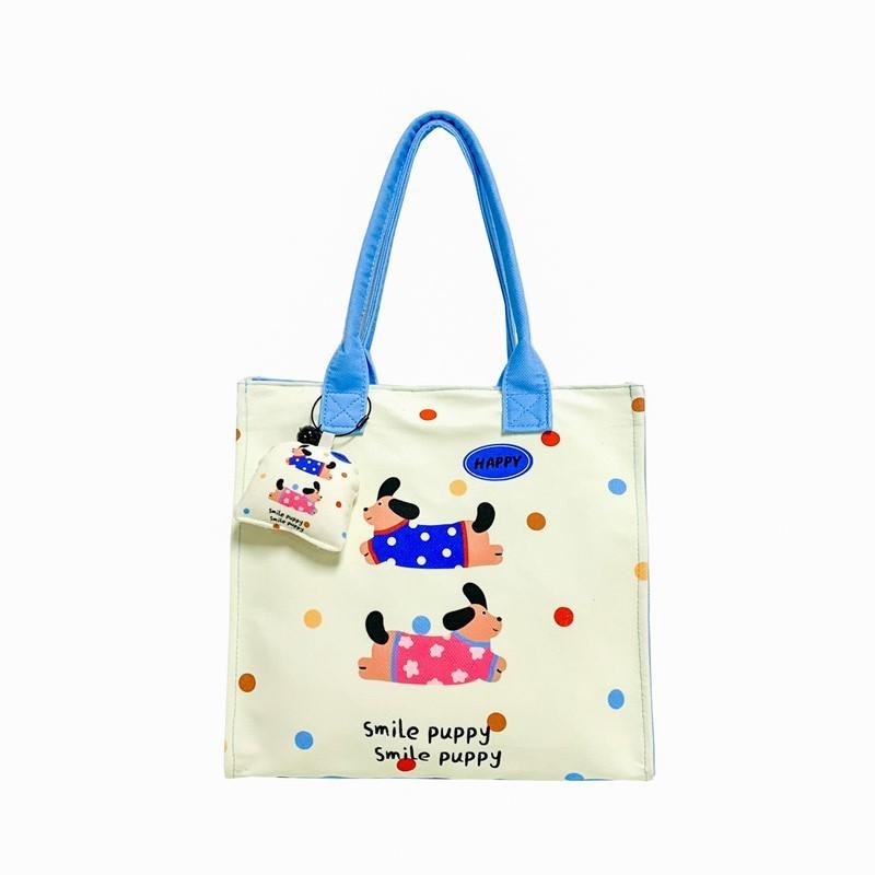 Dinosaur Cat Animal Pattern Canvas Lunch Bag For Kids And Toddlers