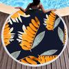 Telo Mare Rotondo Coperta Oversize Foglia di Palma Stile Tropicale Stampa Fenicottero Microfibra Grande Asciugamano Rotondo Picnic Asciugamano Assorbente