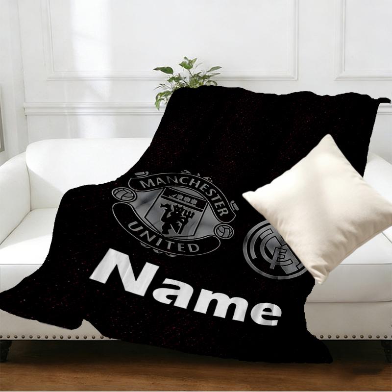 Custom Name Personalized Manchester Football F.C Print Blankets, Home Decor, Bedroom, Sofa, Camping, Couch, Gifts for Birthday Christmas