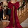 Solid Color Large Velvet Christmas Bow Long Streamers Soft Draping Tree Bow with Long Tails Wrinkle Resistant Elegance