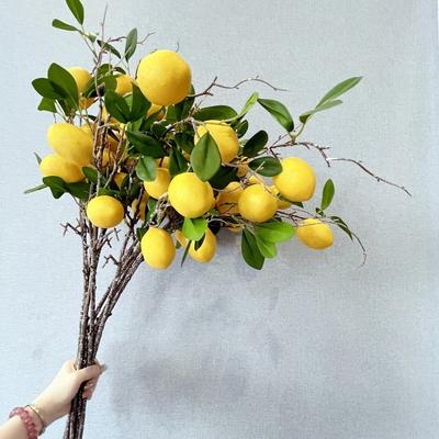 Green Leaves Artificial Lemon Branch Luxury Faux Lemon Artificial Lemon Fruit Realistic Elegant Fake Plants