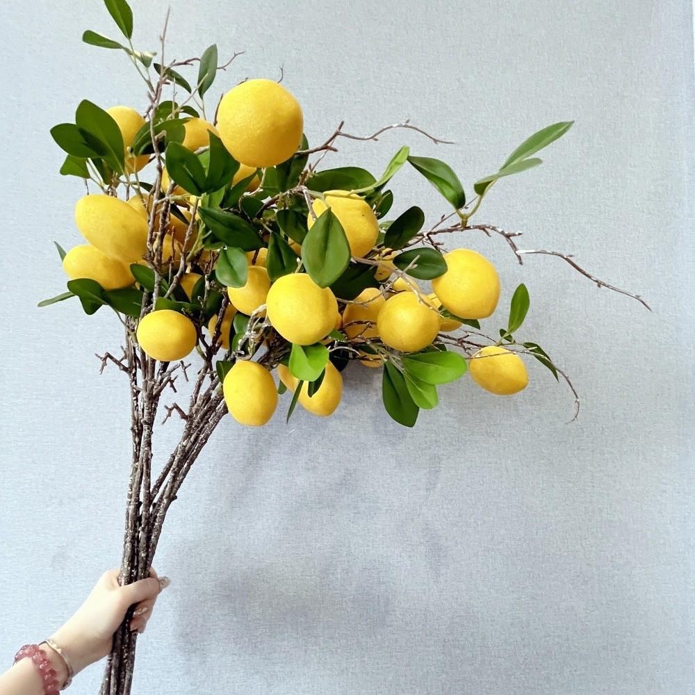 Faux Lemon Artificial Lemon Fruit Green Leaves Simulation Fruit Tree Holiday Party Wedding