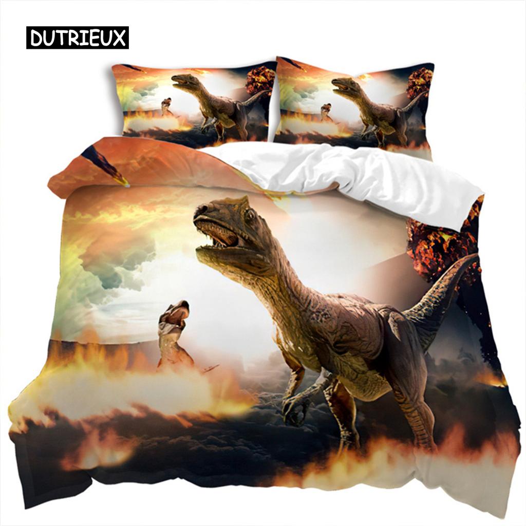 Duvet Cover Jurassic World Park Dinosaur Twin Double Microfiber Animal Comforter Cover  Dinosaur Bedding For Kids Teens Room