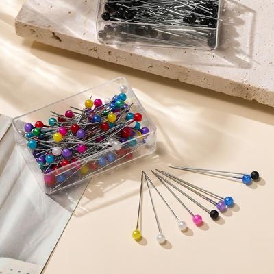 600PCS/BOX Multicolor Quilting Pins Straight Push Professional Straight Pins Round Head DIY Pearlized Ball Head Pins Dressmaking