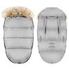 Winter gray fur swaddle sleeping bag for stroller, gondola, sled + cover