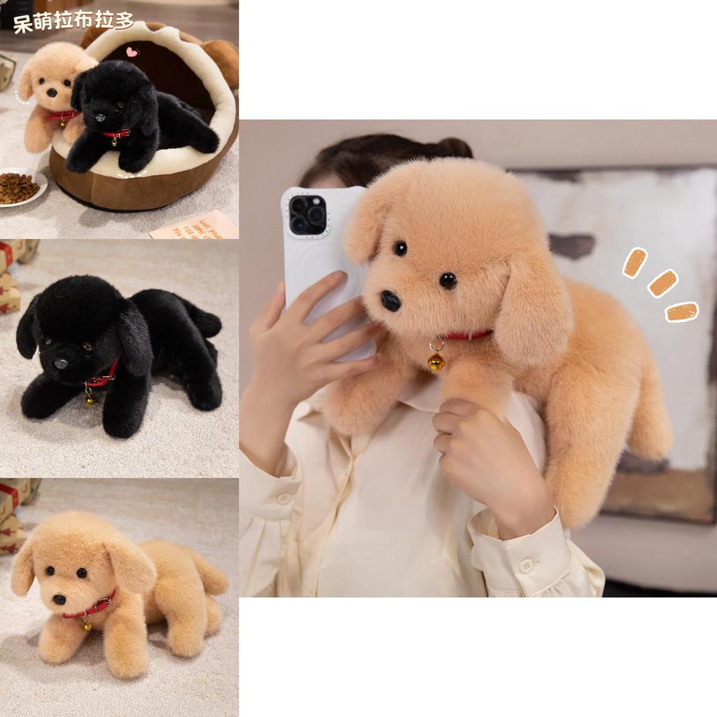 Soft Labrador Plush Doll With Bell Collar Decoration For Children And Nap Time