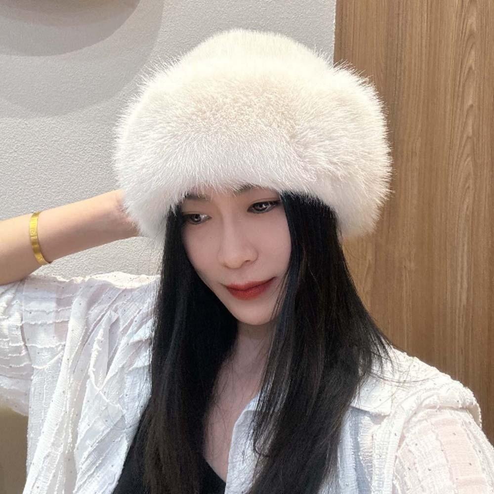 Windproof Russian Style Beanie Thickened Faux Mink Headwear Cossack Hat Set  Commuting