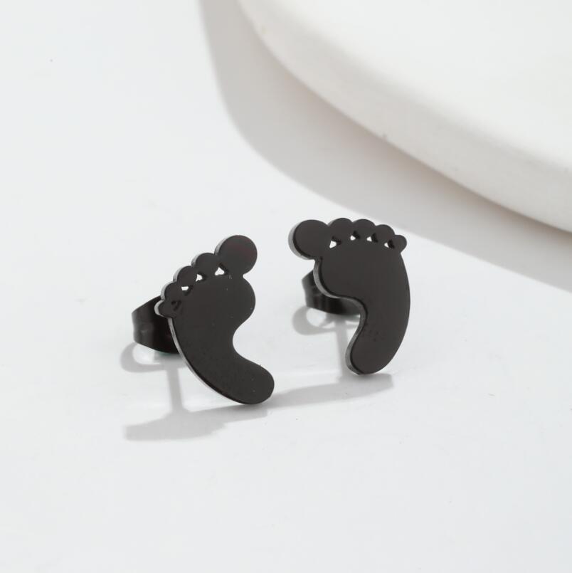Cute Pet Dog Paw Print Stud Earrings Mini Golden Color Sweet Stainless Steel Ear Studs For Women Girls Fashion Zircon Gifts
