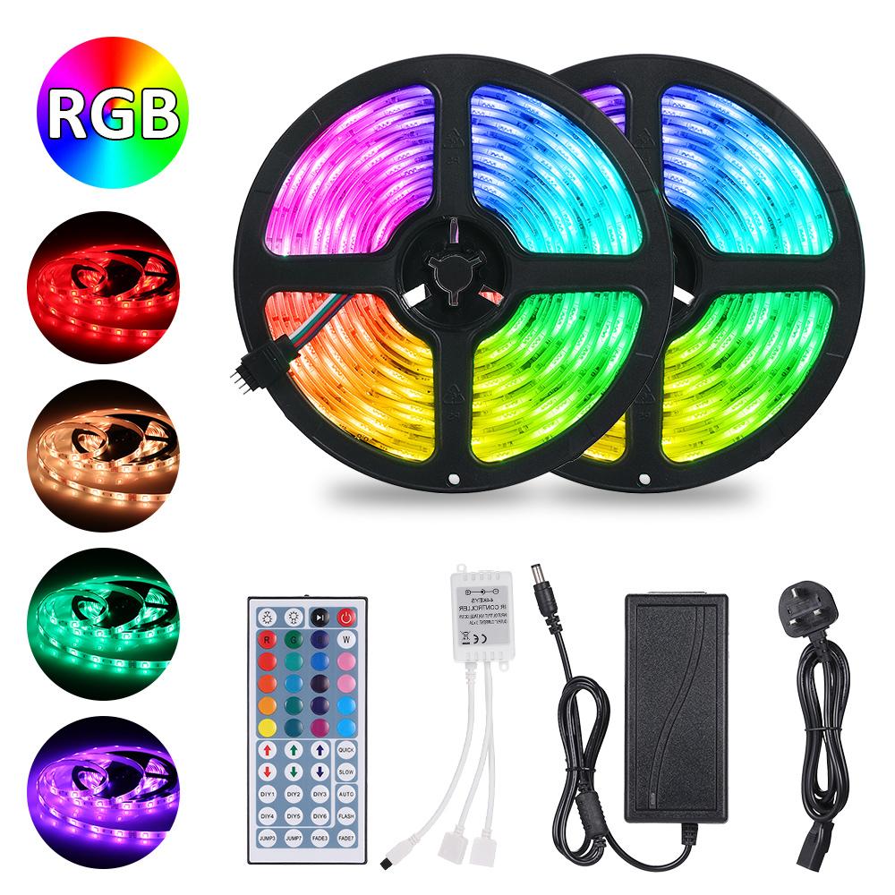 Tomshine 2x5m 300leds RGB pásová světla sada se 44 klíči IR dálkový ovladač Stmívatelné barvy