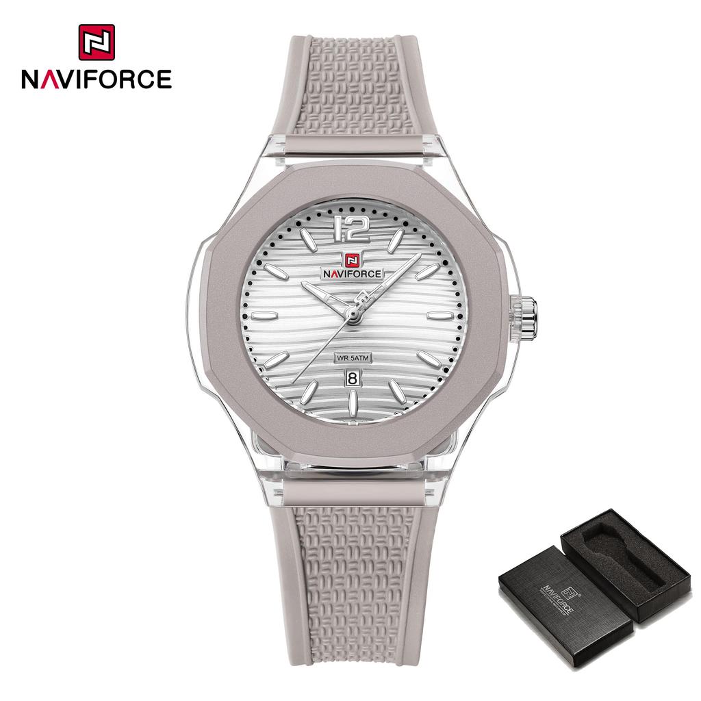 NAVIFORCE Original Women Girls Simple Quartz Watch Date Waterproof Silicone Strap Luminous Hands Lightweight Women Girls Watch Gift NF6109