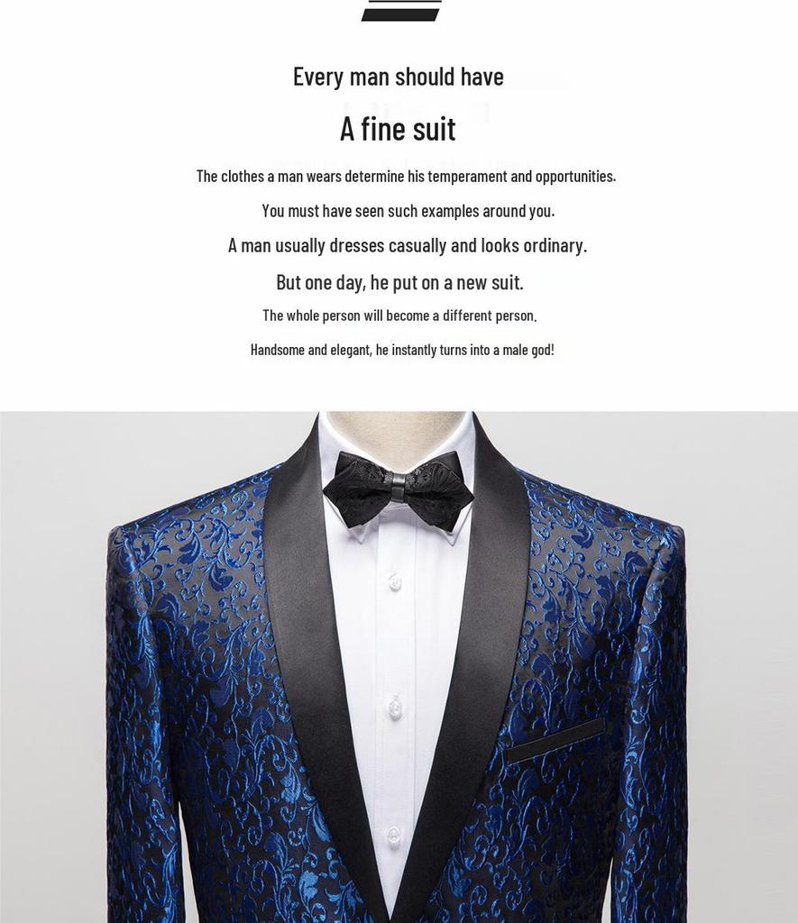 Men's Multi-color Slim Fit Jacquard Tuxedo Jacket for Stage, Wedding, and Banquet