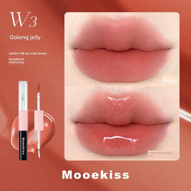 Mooekiss Double-Ended Lip Glaze Lip Mud Lip Gloss Moisturizing Lip Gloss Lip Glaze Whitening Lipstick Matte Finish