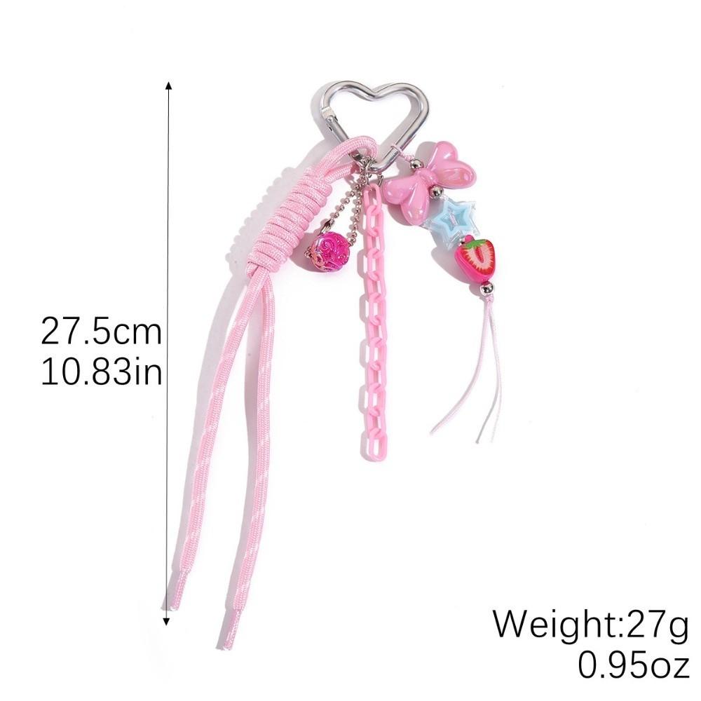 New Colored Hand Woven Keychain Braided Rope Bowknot Bag Pendant Leather Heart Buckle Mobile Phone Lanyard Gifts
