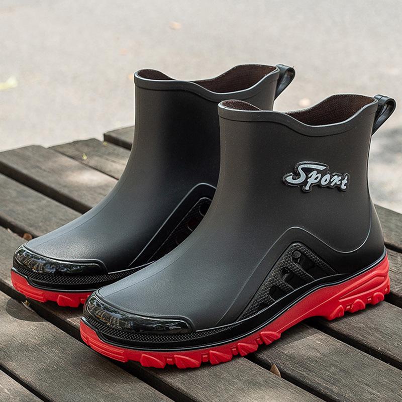 

Модный тренд дождевая обувь мужская взрослая носка нескользящая водонепроницаемая обувь короткие повседневные резиновые сапоги студенческая резиновая обувь лето 44