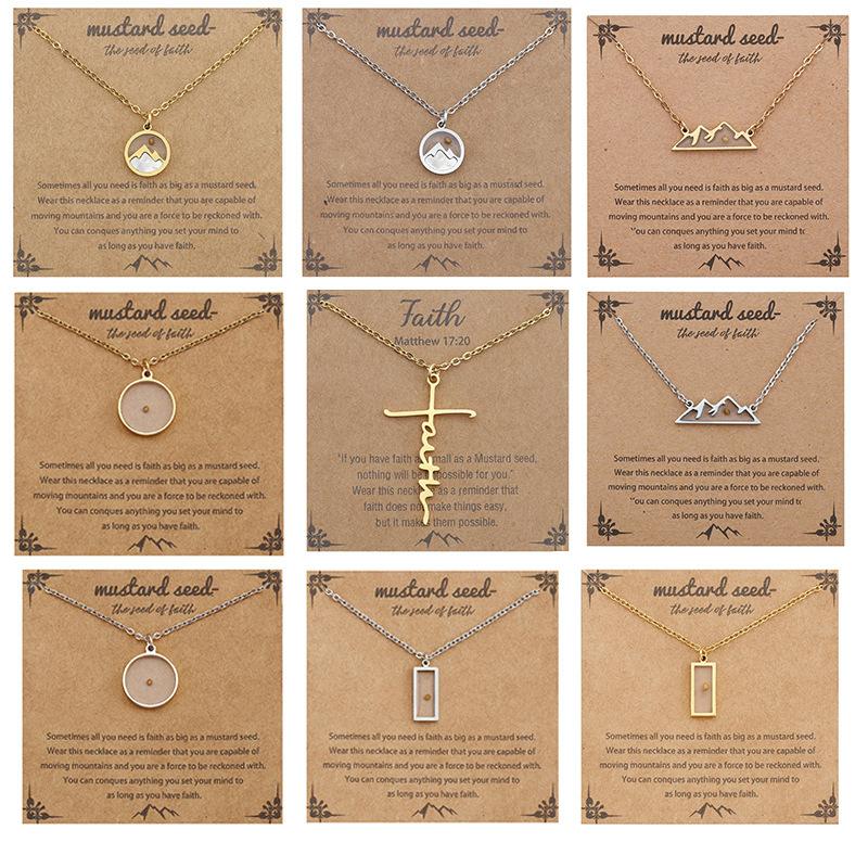 Mustard Seed Faith Pendant Necklace, Gold-Tone Stainless Steel, Silver Chain Christian Religious Jewelry Gift