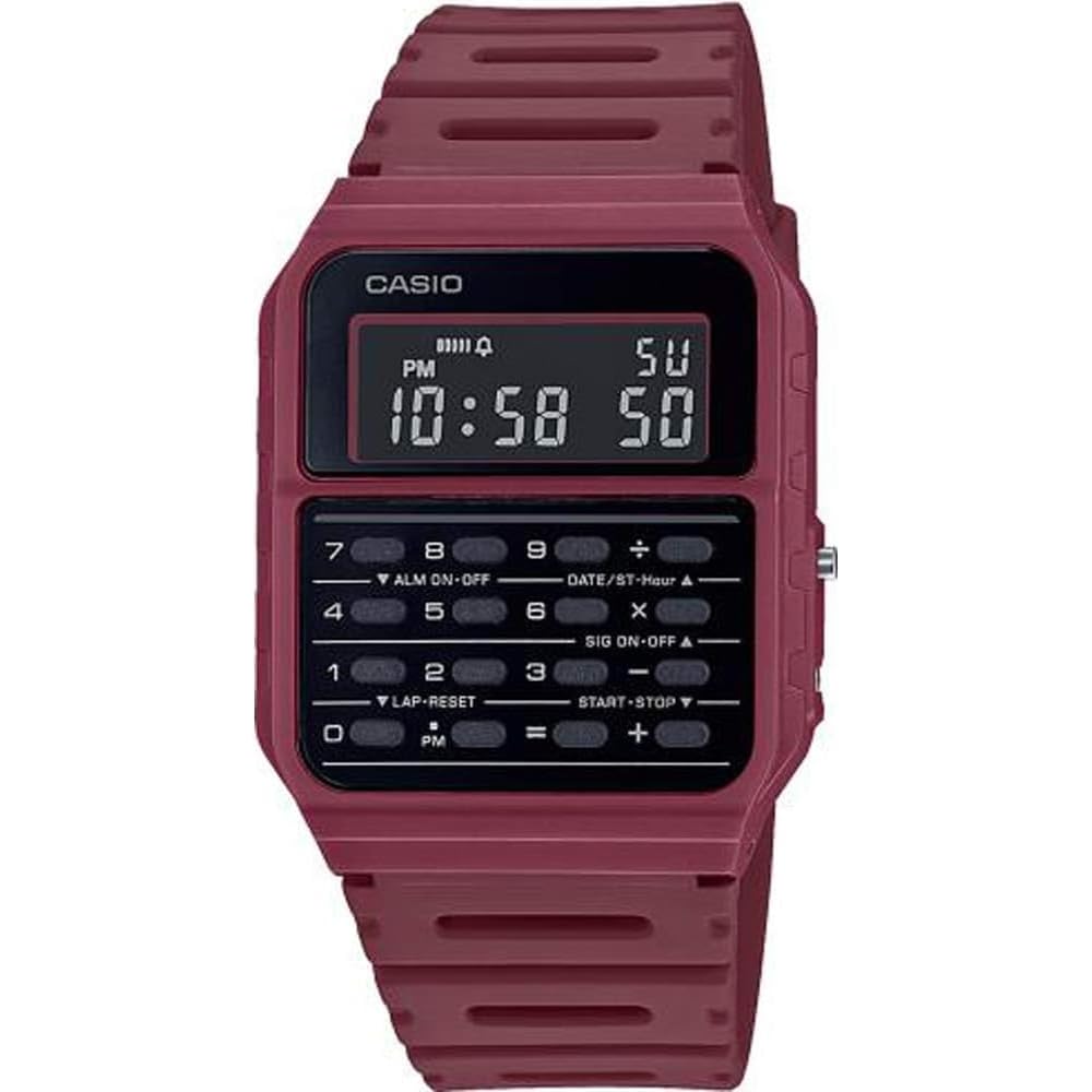 Casio Standard Calculator Watch CA-53WF Burgundy Data Bank with Original Box