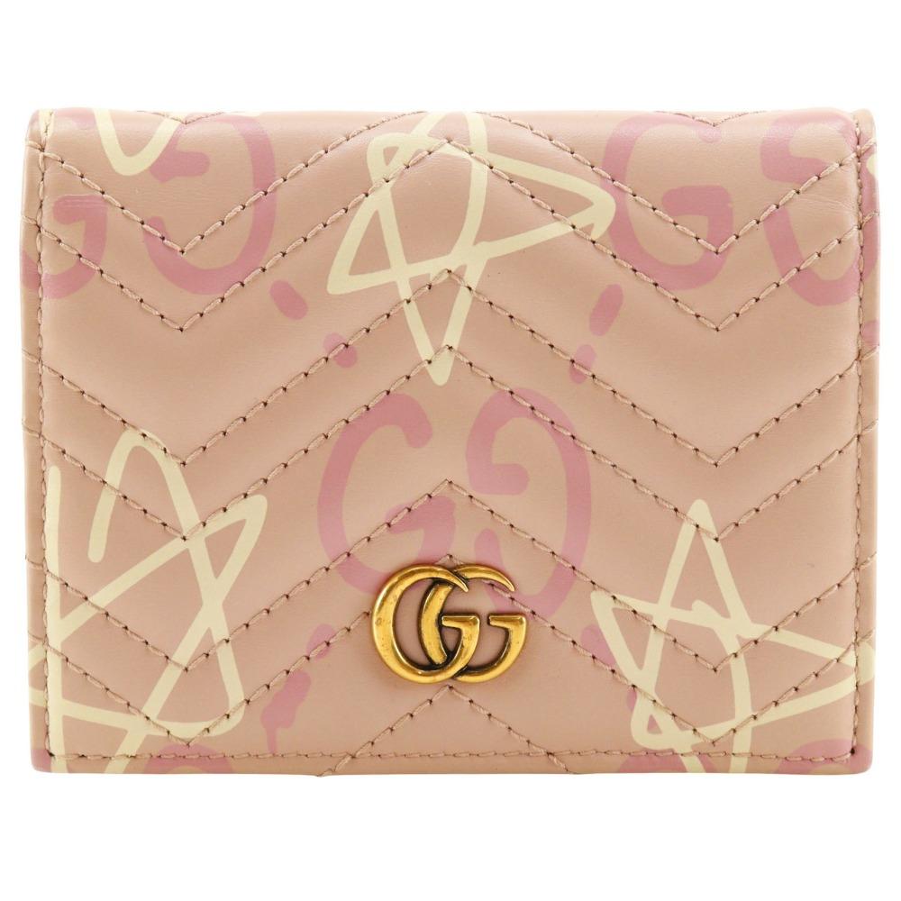 

GUCCI Compact wallet Bi-Fold Wallet 449421 GG ghost Card Case pink leather Women Used