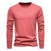 Solid Color Cotton T Shirt Men Casual O-neck Long Sleeved Mens Tshirts New Autumn High Quality Colorful T-shirt For Men