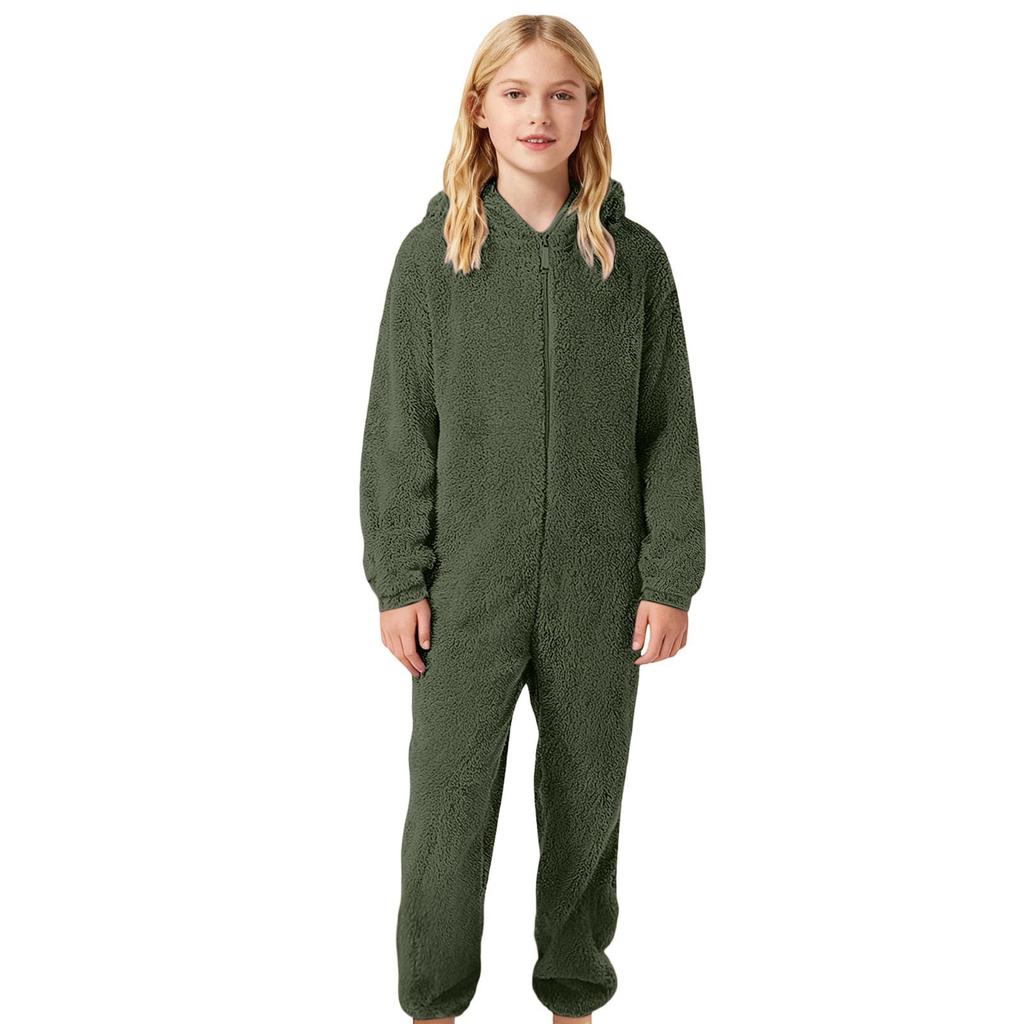 Kinder Modischer Lässiger Fleece-Jumpsuit