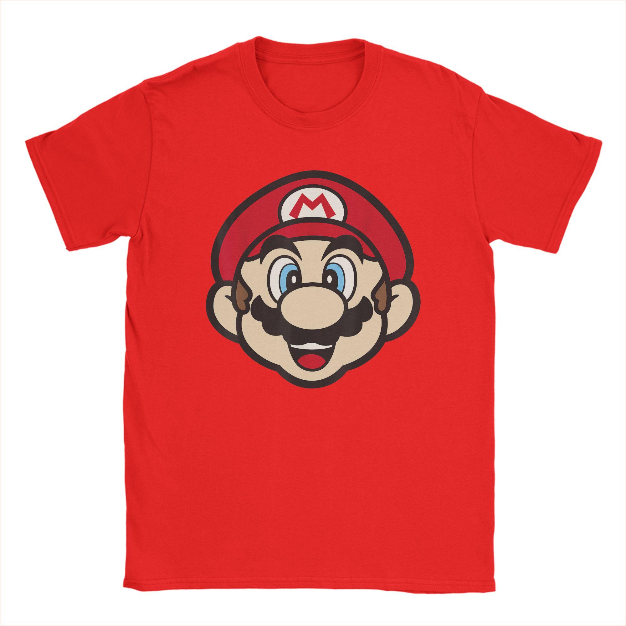 

Mens Marios Big Face T Shirts Pure Cotton Clothes Vintage Short Sleeve Round Neck Tee Shirt New Arrival TShirts M