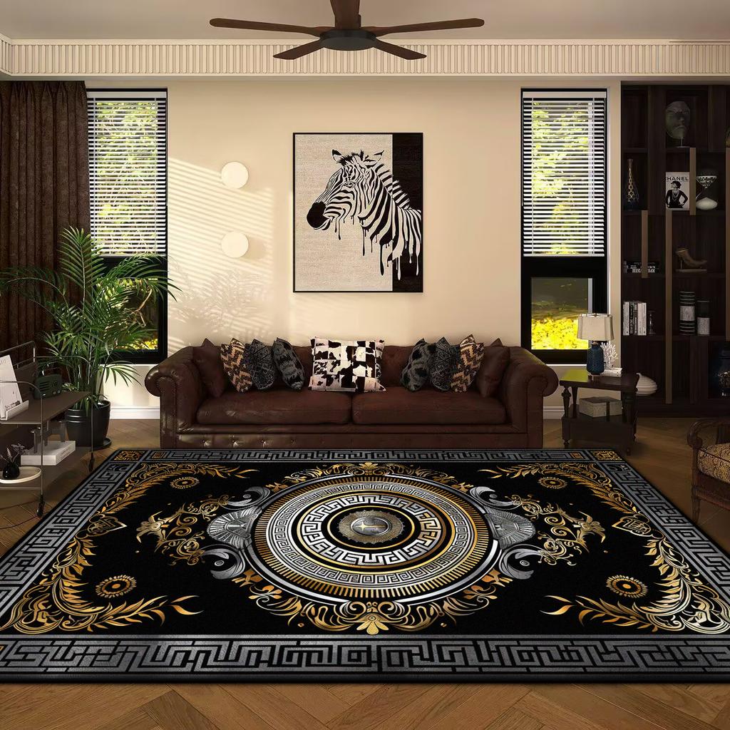 Black Luxury Decoration Home Marble Carpet Non-slip Chinese Style Large Area Rugs Washable Large Rug Parlor Bath mat Living Room