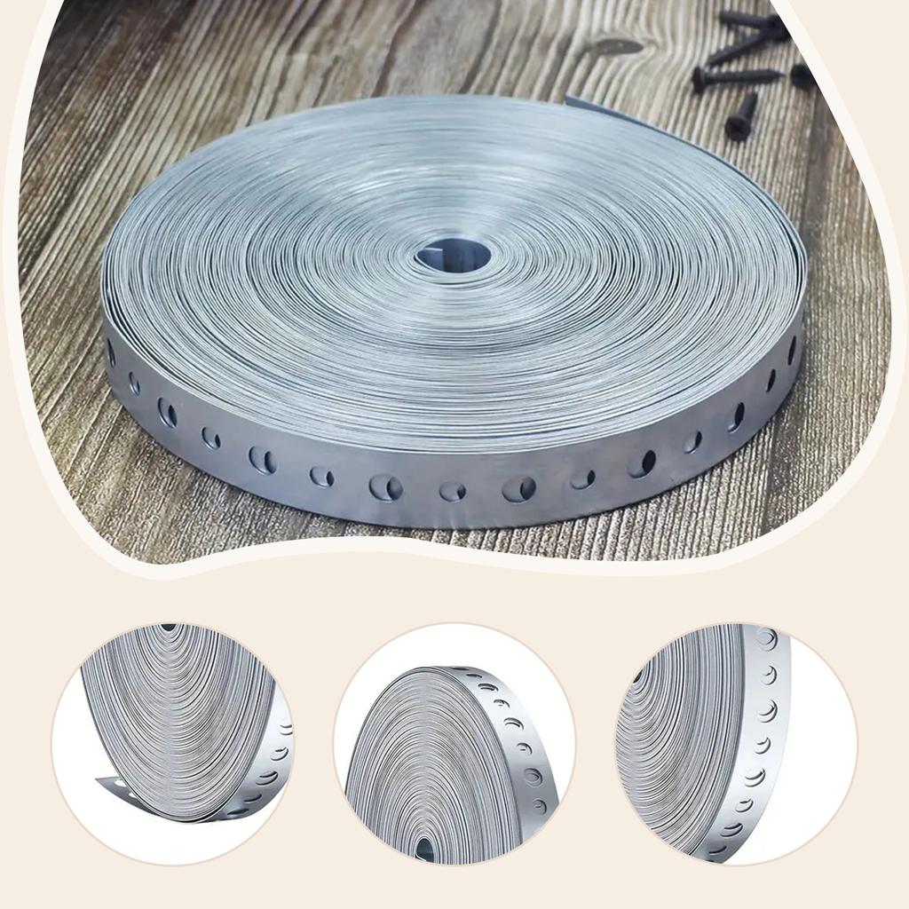 1 Rolle 15m x 18mm verzinktes Metallband mit vorgestanzten Löchern Metallband für Rohrstützen und Blechbearbeitung