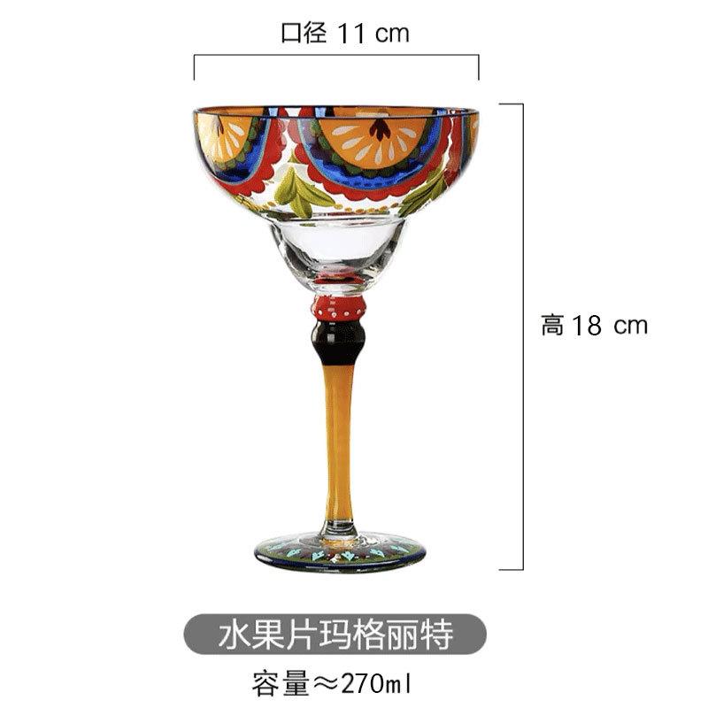 Hand Painted Margarita Glass  Moroccan Collection Glassware Unique Decorative Margarita Glasses Kitchen Table Décor