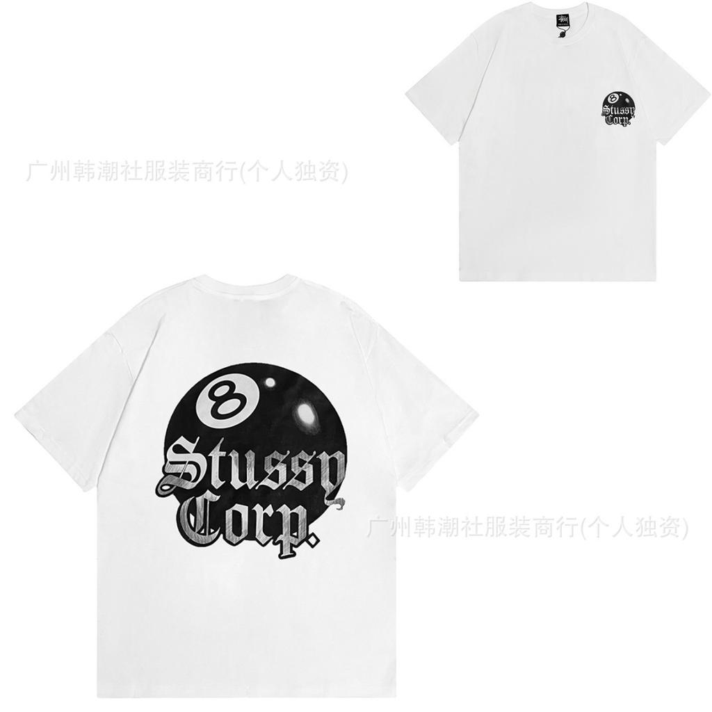 [2] American trendy brand short-sleeved t-shirt black and white collection printed short-sleeved t-shirt casual couple men and women of the same style