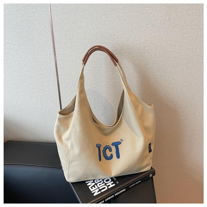 Canvas Bag Women's Large-capacity New Summer Versatile Casual Simple Shoulder Shopping Bag College Bag
